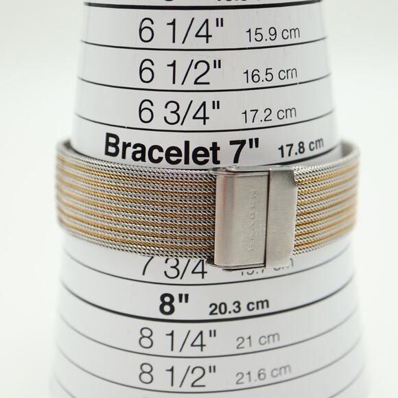 Skagen Slim Two Tone Date 35mm Unisex Watch Steel Mesh Facet Crystal New Battery - Picture 4 of 13